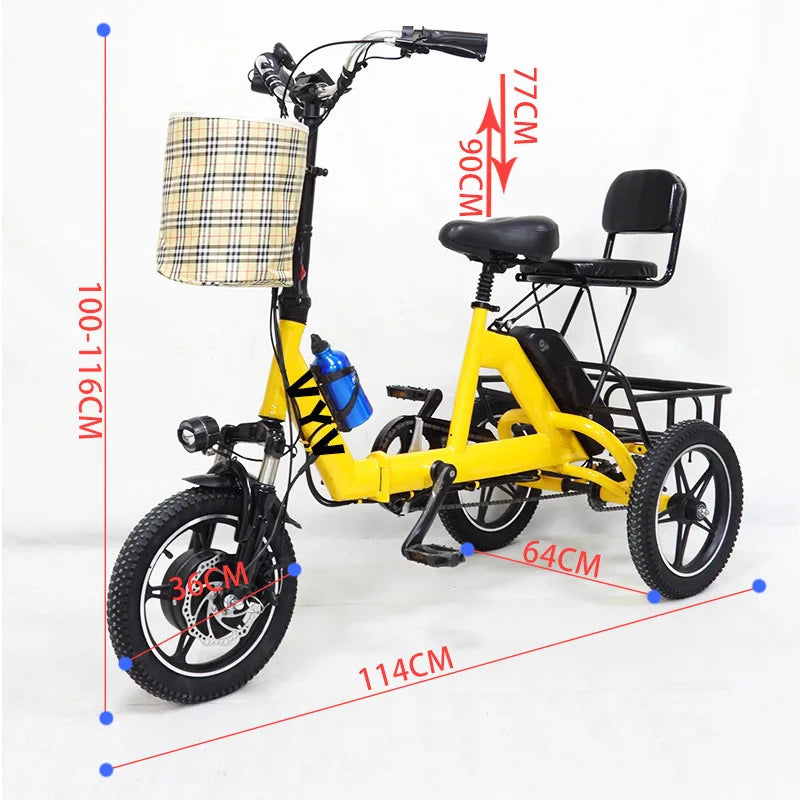 ETrike 14 Zoll Klapp Dreirad Elektro - 48V 350W 2 Sitzer