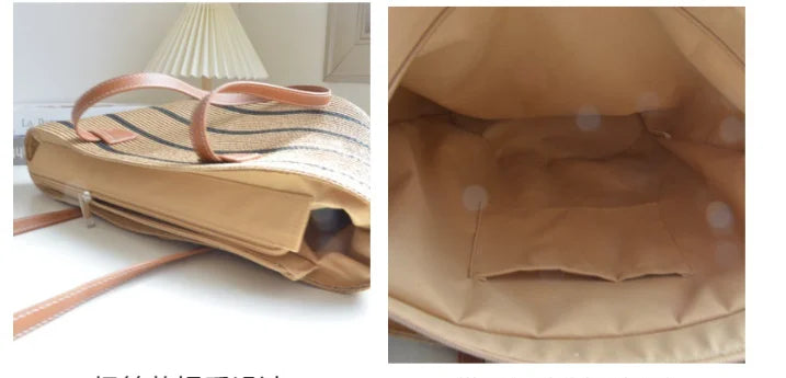 Genți de plajă de lux la modă țesute, geantă de umăr pentru femei, genți de mână din paie lucrate manual, tendință de vară, geantă de călătorie de mare capacitate 2023