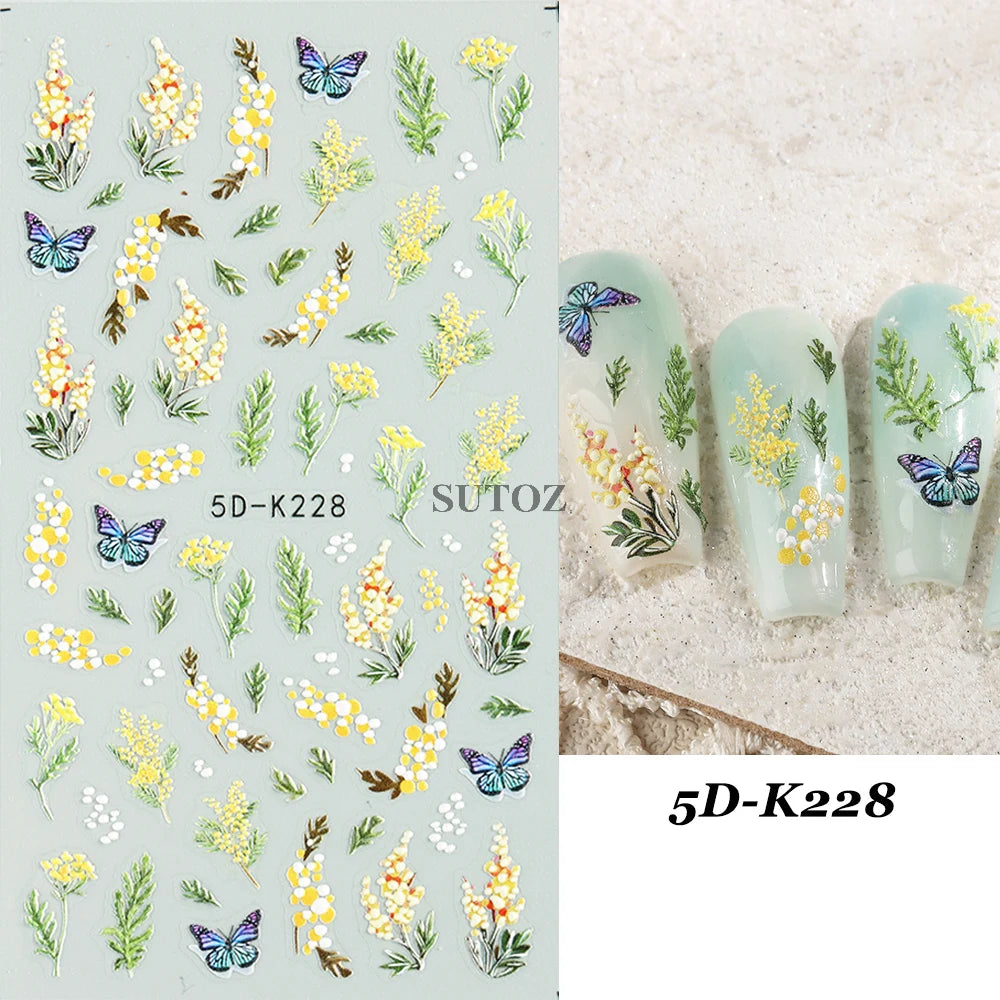 GL5D-K256 5D Sonnenblumen Nagelsticker - Herbstdesign Prägung