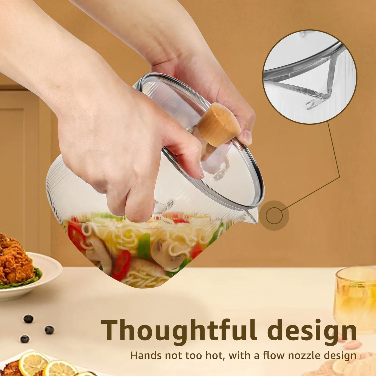 Glass Saucepan Clear Cooking Pot with Lid 16CM Heat Resistant Glass Soup Pot Dual Handles Glass Stovetop Kitchen Cooking Tools