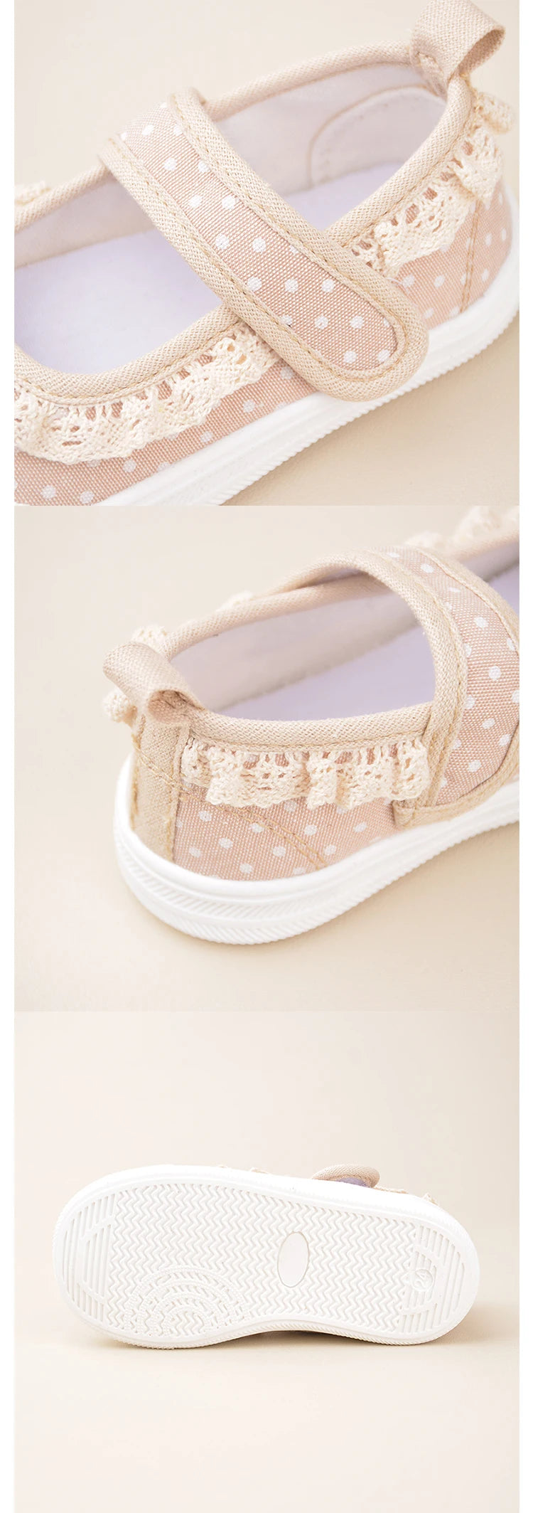 Mädchen-Schuhe 2025: Lace-Canvas Princess-Flat - Polka Dot Collection