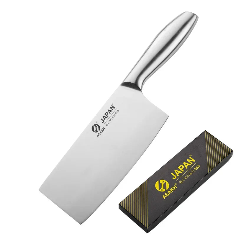 Chef Knife 7-piece Set Stainless Steel Hollow Handle Slice Meat Cleaver Chopping Knife Kitchen Scissors with Sharpening Rod