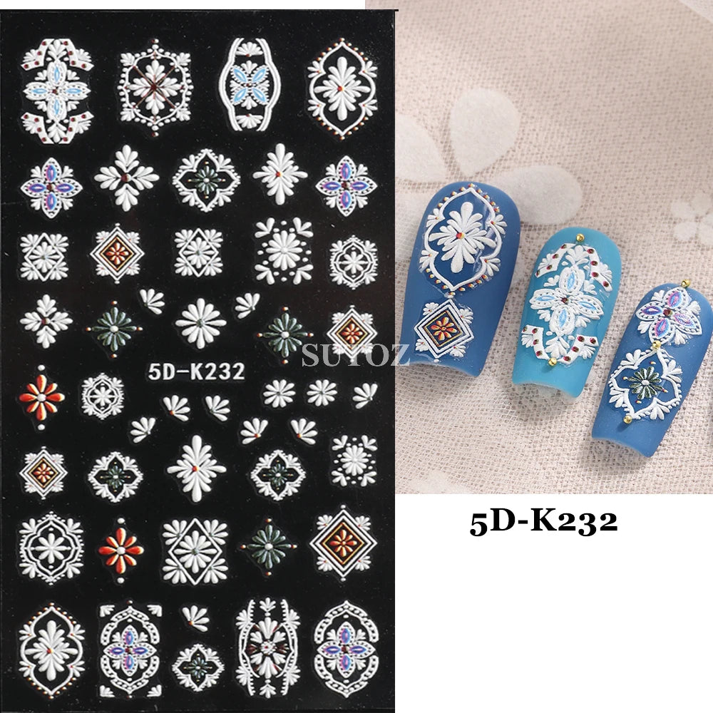 GL5D-K256 5D Sonnenblumen Nagelsticker - Herbstdesign Prägung
