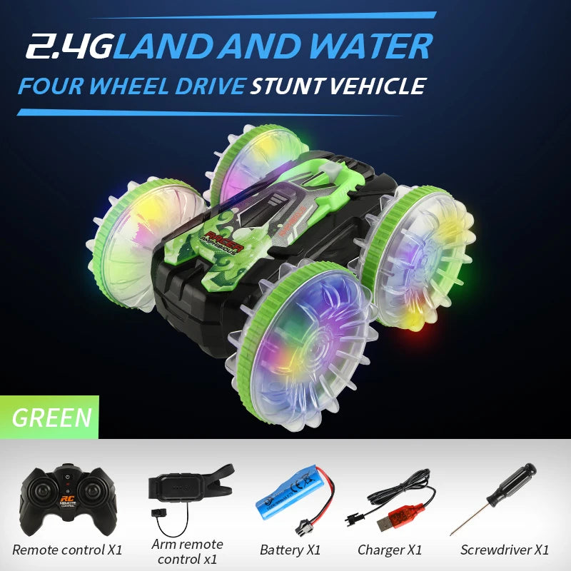 RC-Auto 2025: Neues RC-Stunt-Amphibien-Offroad-Elektro-Remote-Control-Vehicle-Doppelseitiges-Tumbling-Car-Kinder-Licht-Toys-Geschenke-Sammlung