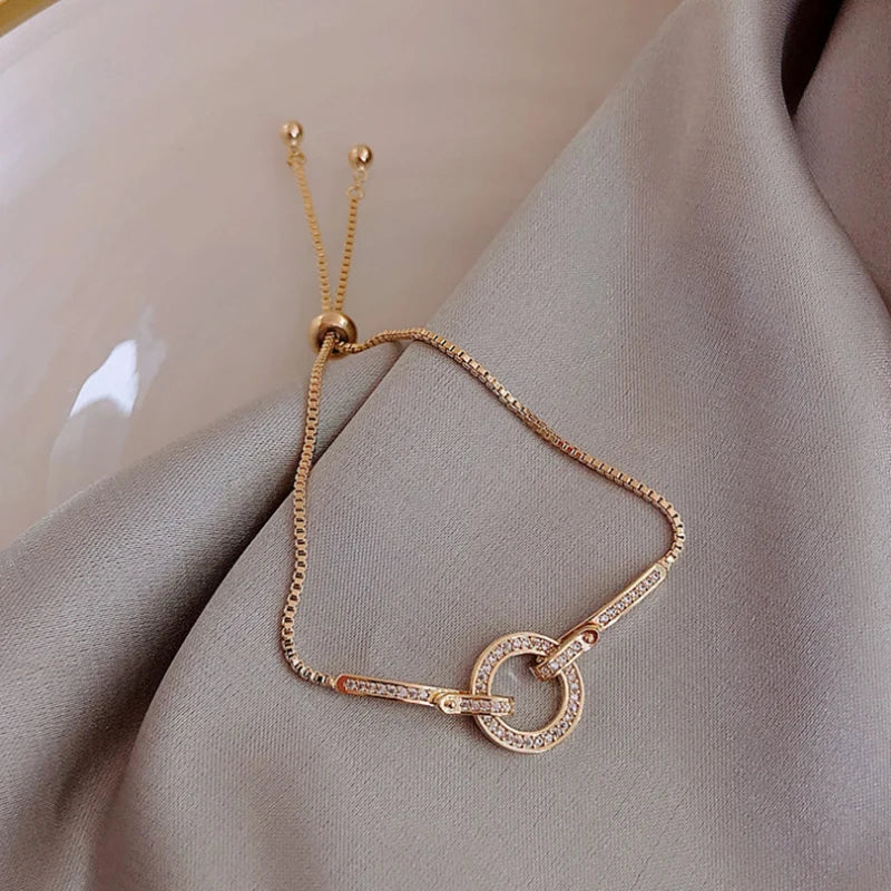 Luxus Klassisch Voller Strass 18K Gold Plattiert Armbänder Für Frauen Funkelnd Einfach Zirkon Armbänder Schmuck Geburtstag Geschenke