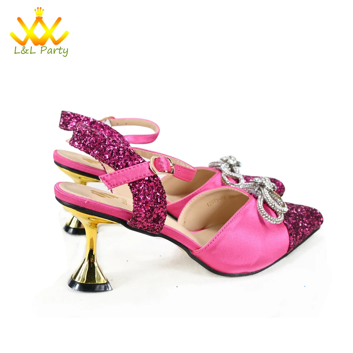 Elegant New Design 2024 Winter Design Italian Women Shoes and Bag Set in Fuchsia Color High Quality Pointed Toe For Party