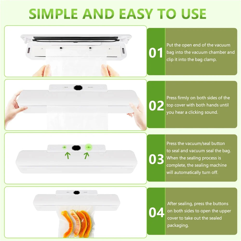 New Automatic Vacuum Sealer Machine For Food Storage With 10pcs Free Food Saver Bags 240V/110V Sealing Machine for Vacuum Pac