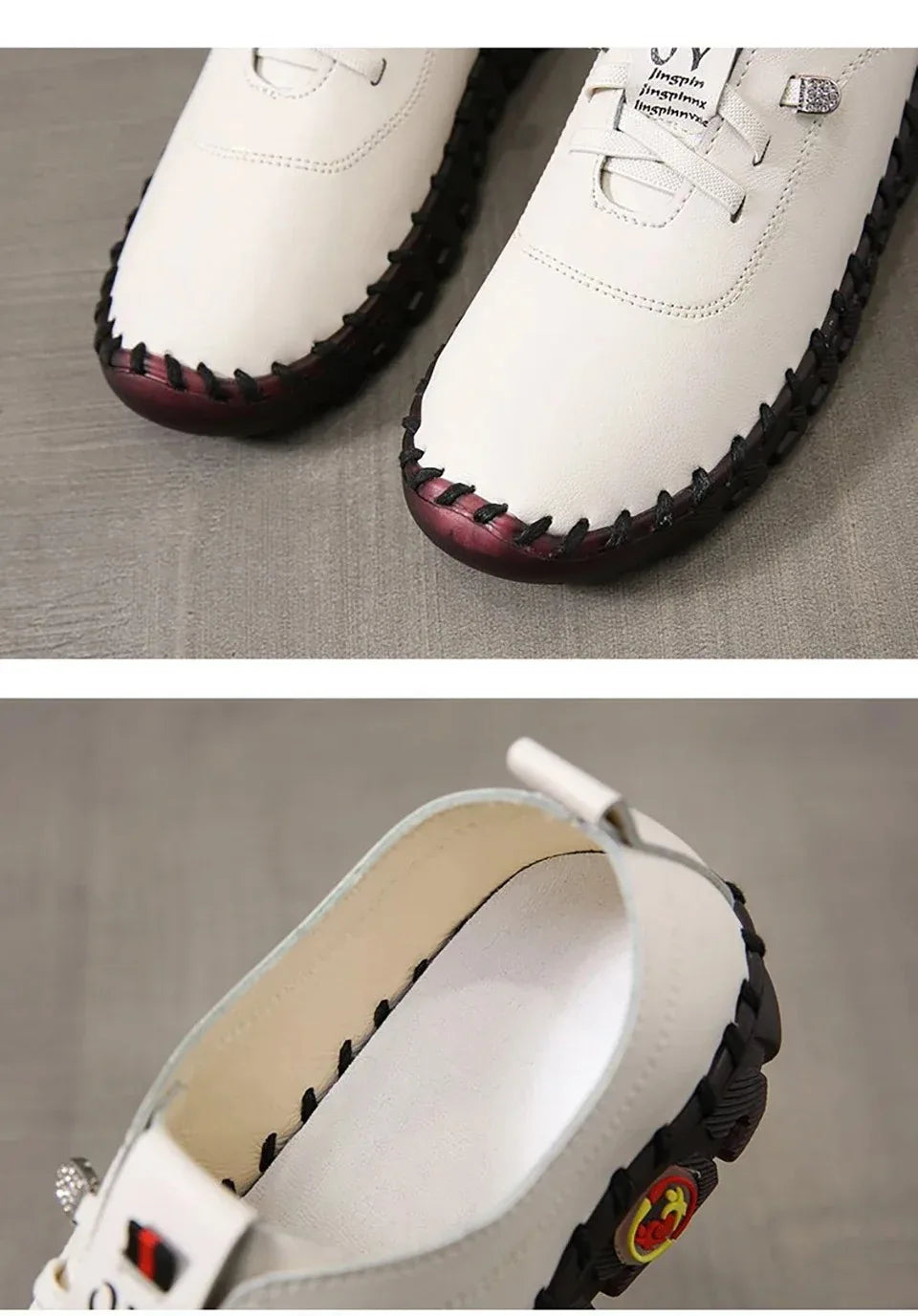 Sneakers Women Shoes Leather Loafers Shoes for Women Comfortable Slip on Shoes Hand Sewing Thread Mom Shoes Zapatillas De Mujer