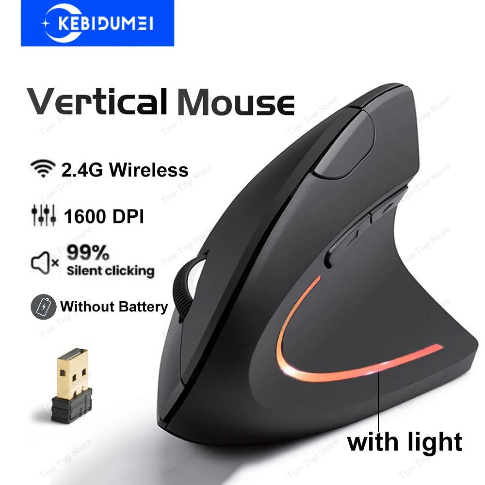 Wireless-Maus 2025: Bluetooth-5.2 Dual-Mode Vertical Rechargeable Silent 1600-DPI Collection