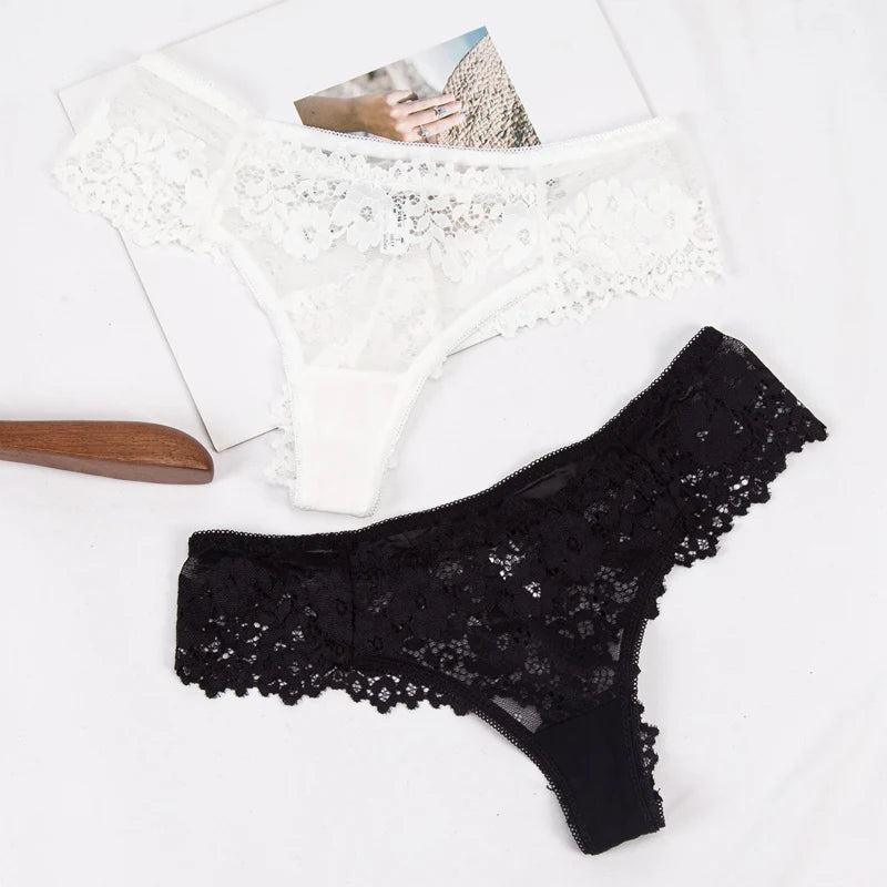 Women Panties elegant Underwear Black Lace Panties Lingerie Female Floral Lace Briefs Perspective Finetoo Design Ladies Pantys