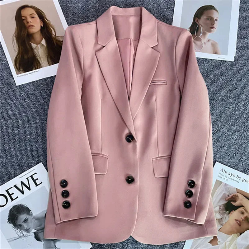 Elegant Office Lady Blazers for Women 2024 Fashion Long Sleeve Single Button Blazer Coats Female Top Suit Jackets Outerwears