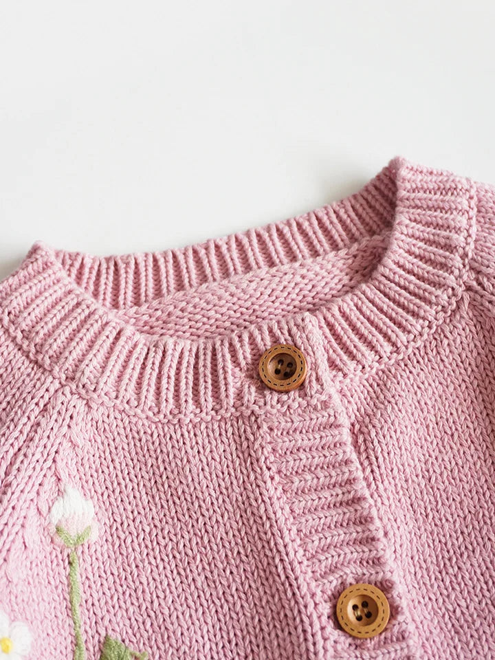 Deer jonmi Gestrickter Pilz-Pullover - Baumwolle Vollärmel