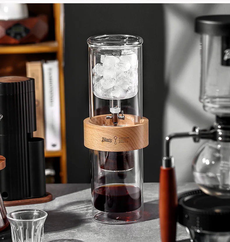Glass Ice Drip Cold Brew Coffee Pot Portable Ice Cold Drinking Coffee Maker Home Kitchen Use Pour Over Kettle Removable Cleaning