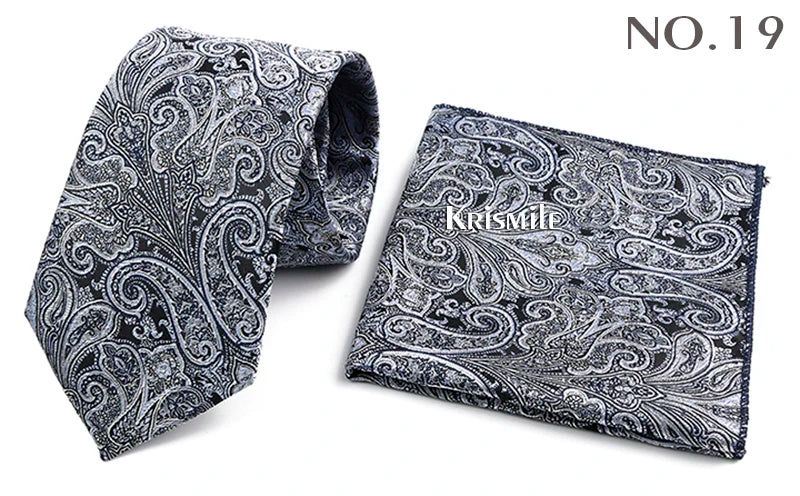 Novelty Paisley Tie Pocket Square Set For Men Skinny Slim 6cm Necktie Fit Business Wedding Party Stage Host Daily Wear Accessory