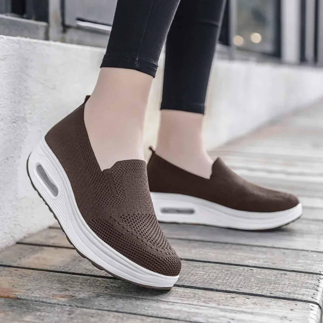 Women Fashion Vulcanized Sneakers Spring Platform Solid Color Flat Ladies Shoes Casual Breathable Wedges Ladies Walking Sneakers
