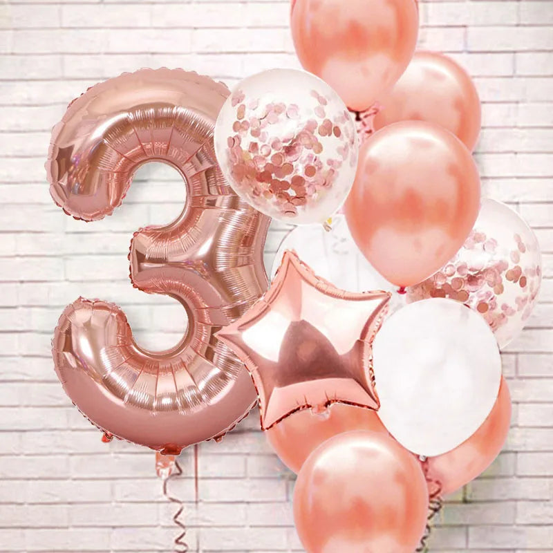 RoseGold Zahlenballons 32 Zoll Roségold - 13er Set 32cm