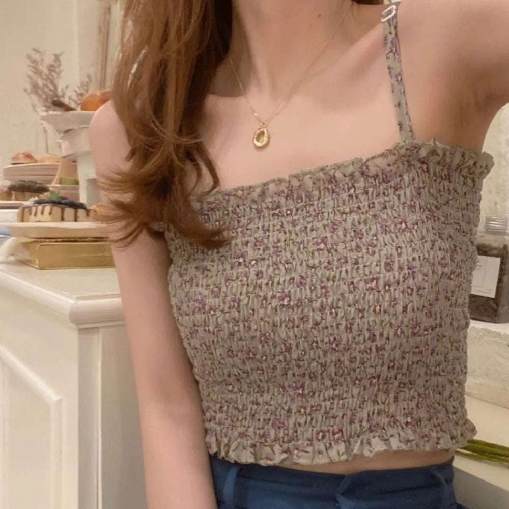 Maiou de damă 2025 - Camizolă din dantelă cu imprimeu floral și absorbante integrate pentru sutien