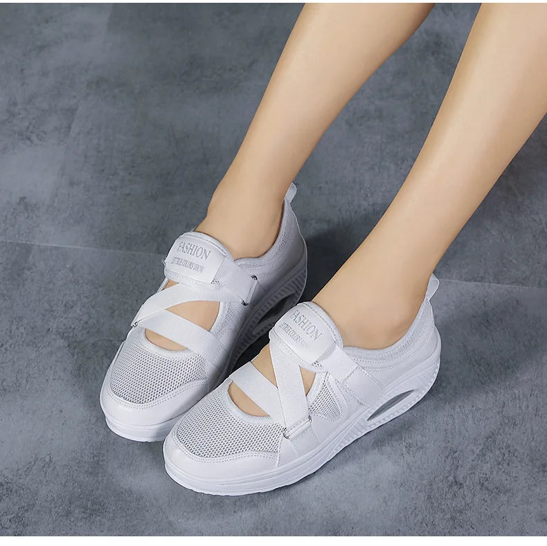 Women's Shoes 2022 Fashion Breathable Wedge Air Sneakers Lightweight Platform Sport Shoes Summer Woman Vulcanize Shoes