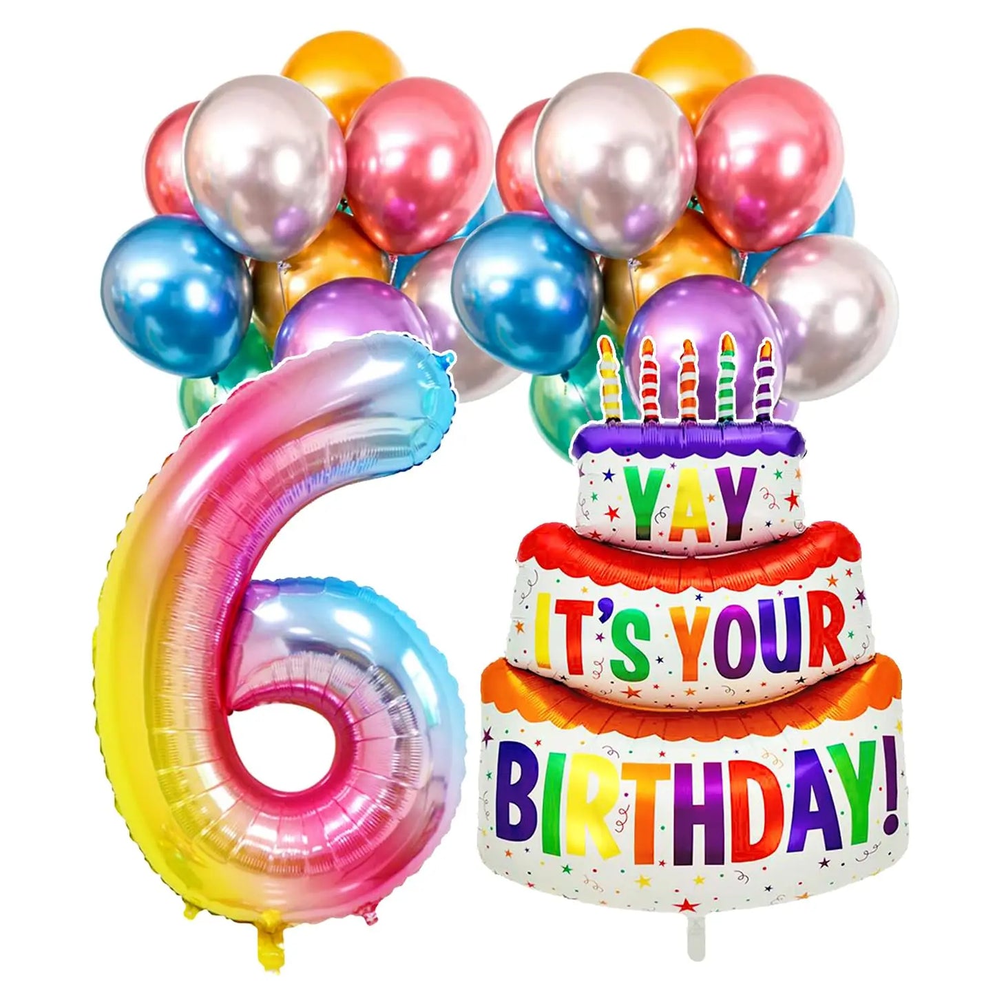 Renyuan Rainbow Zahlen Folienballons - 20er Pack 32 Zoll