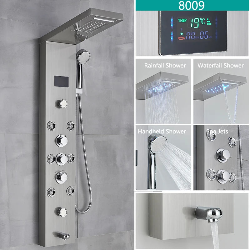 LED Duschsystem mit Temperaturanzeige - Regendusche Set mit Massage & SPA Funktion
