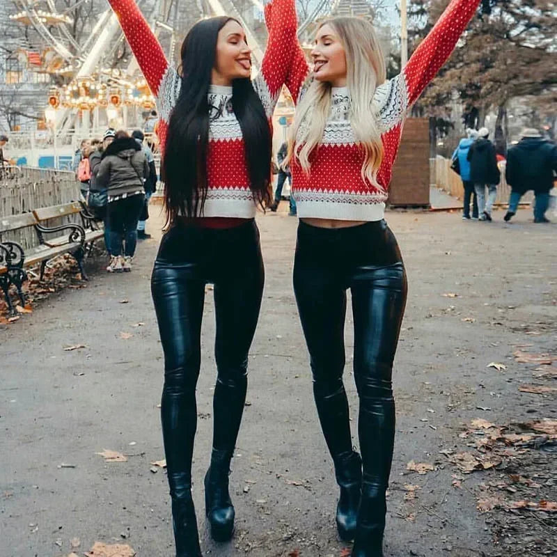 elegant Black PU Leather Tights Women High Waist Pants High Elastic Slim Fashion Hip Liftting Leggings Skinny Plus Size Tights