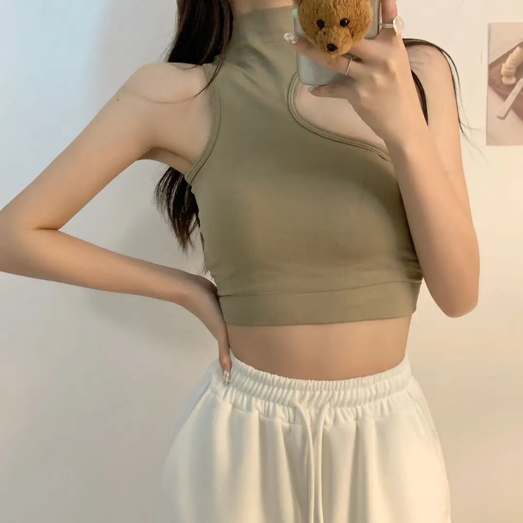 Tops for Woman Knitted Sexy Crop Tops Off Shoulder Halter Tanke Top Women Built In Bra Camis for Womens Sleeveless Hot Sale