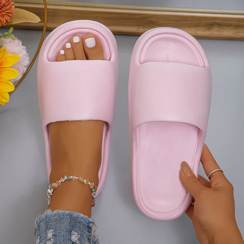 Lucyever 2024 Weich Sohle Eva Hausschuhe für Frauen Leichtgewicht Rutschfest Heim Hausschuhe Frau Sommer Dick Plattform Strand Flip Flops