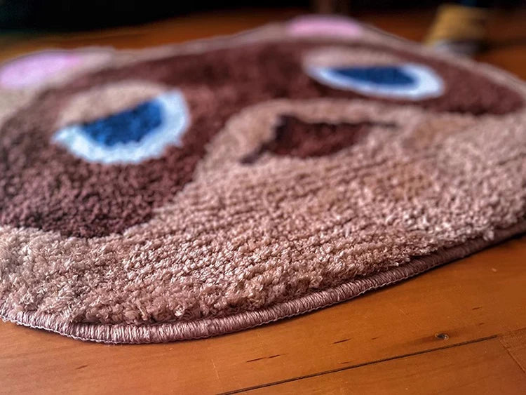 Kawaii Tufting Raccoon Dog Bathroom Mat Soft Cartoon Kids Game Pad Living Room Carpet Anti-slip Hallway Rug Home Nursery Decor