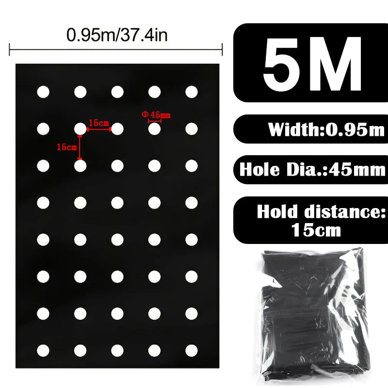 Tewango Mulchfolie Perforiert - 0,95 m 5 Löcher 15 cm Abstand