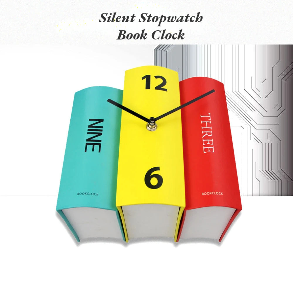 Creative Fake Books Decoration Simple Desk Clock Silent Quartz Clock Desk Clock Children's Alarm Clock Student Desk Clock