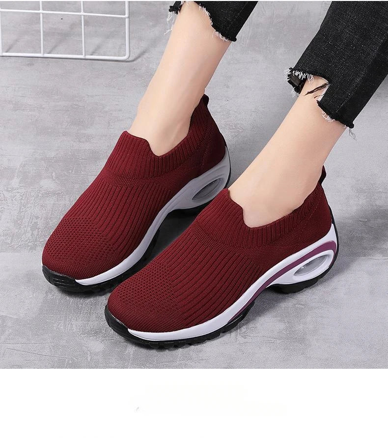 YBQJOO Slip On Keil Sneaker Atmungsaktiv - Plateau 2cm EVA