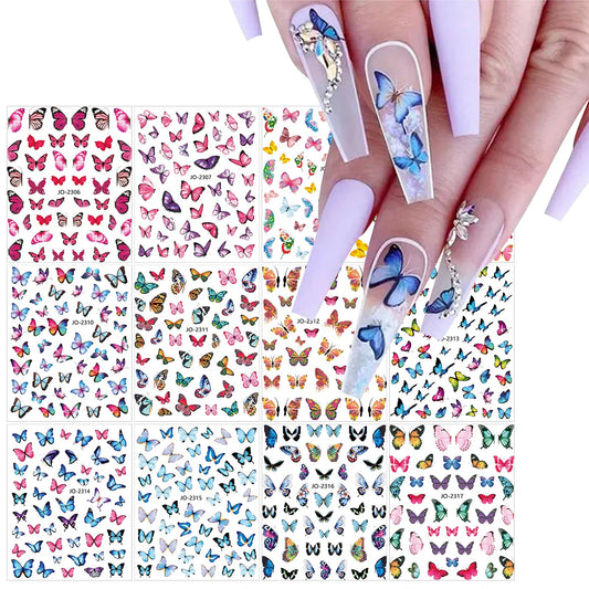 Choice ZH-Q0661 Schmetterling Nail Art - 3 Blatt 7.2x9.1cm