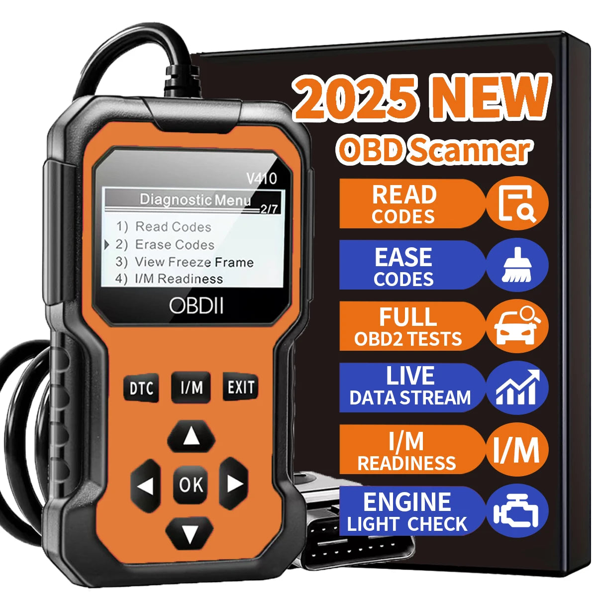 OBD2 Scanner 2025 - Auto Diagnosegerät Code Reader - Motor Fehlercode Scanner CAN Diagnose OBD II Fahrzeug-Tool
