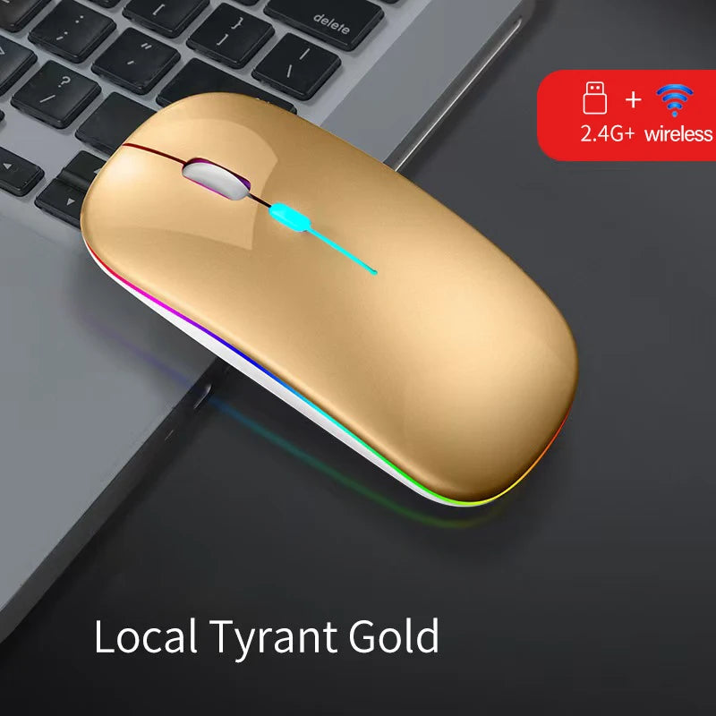 Dual-Mode-Wireless-Maus Bluetooth-kompatibel LED-Rechargeable Laptop-Maus Portable Computer-Mäuse für Laptop iPad Tablet