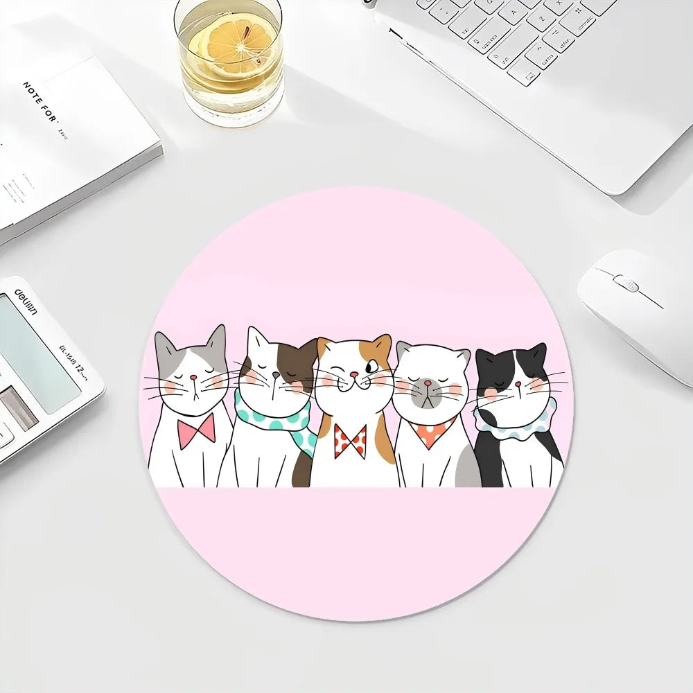 Gaming-Mauspad 2025: Cartoon Cute Cats Anti-Slip - Round Anime Gaming Mouse Pad Teen Girls Collection