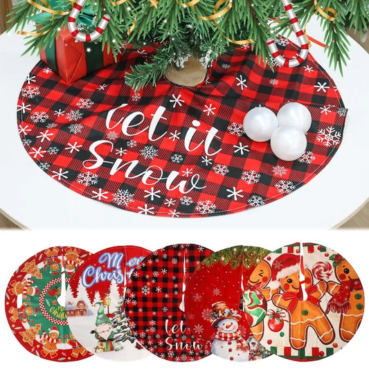 60x60CM Santa Claus Snowman Merry Christmas Tree Skirt Round Xmas Tree Rugs Skirts Household Mats Carpet Home Party Decoration