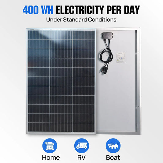 Panou solar 100W 200W 300W 400W 18V Panou fotovoltaic din sticlă rigidă Celulă solară monocristalină pentru încărcător de baterie 12V/24V