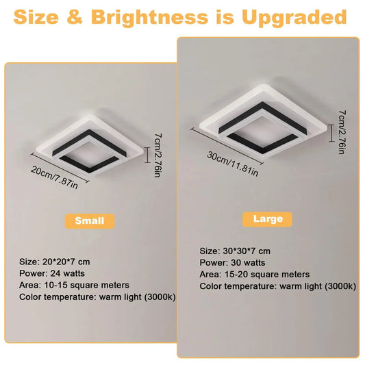 LED Ceiling Light, 30W 3500LM Modern LED Ceiling Light Fixture, Square Black Ceiling Lamp for Bedroom Living Room Kitchen Hallwa