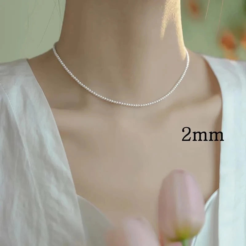 Colier tip choker cu perle Sharelucky - perle de 2-3 mm, aliaj de zinc