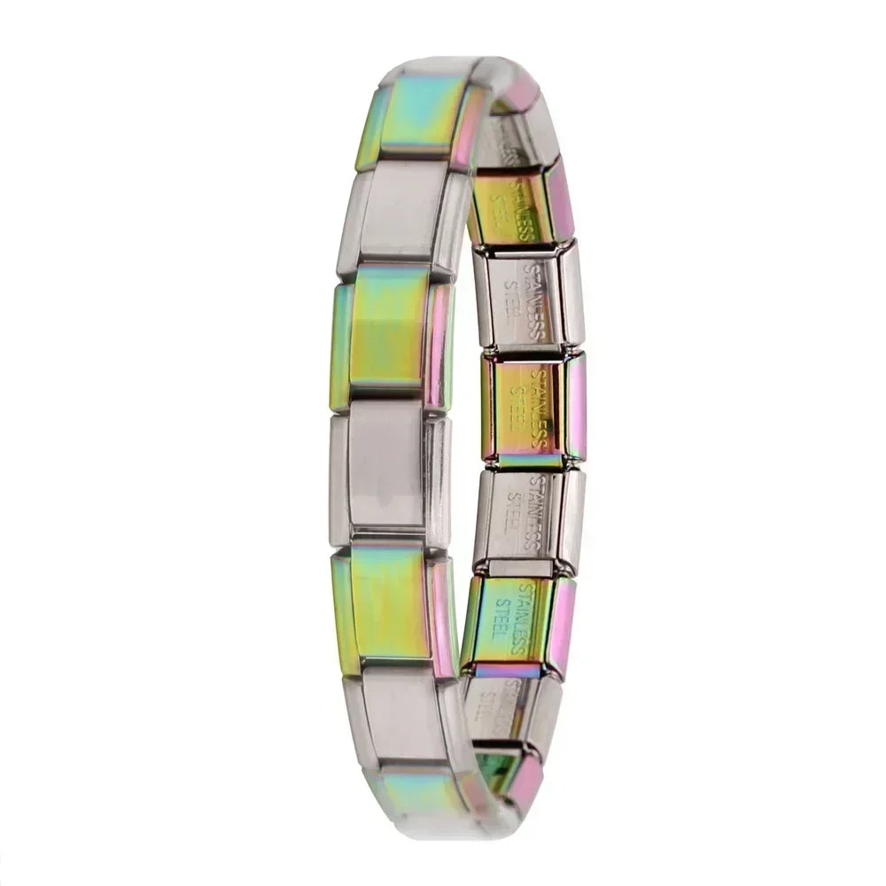 Hapiship Neue Damen Schmuck 9mm Breite Italienisch Elastisch Anhänger Armband Mode Edelstahl Armreif ST-