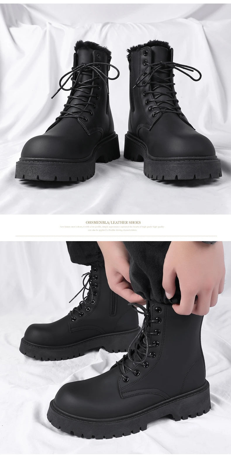 Cizme de lucru FujianChoice de toamnă, stil britanic - mărimea 42, cu talpă de cauciuc și șireturi, pentru orice vreme