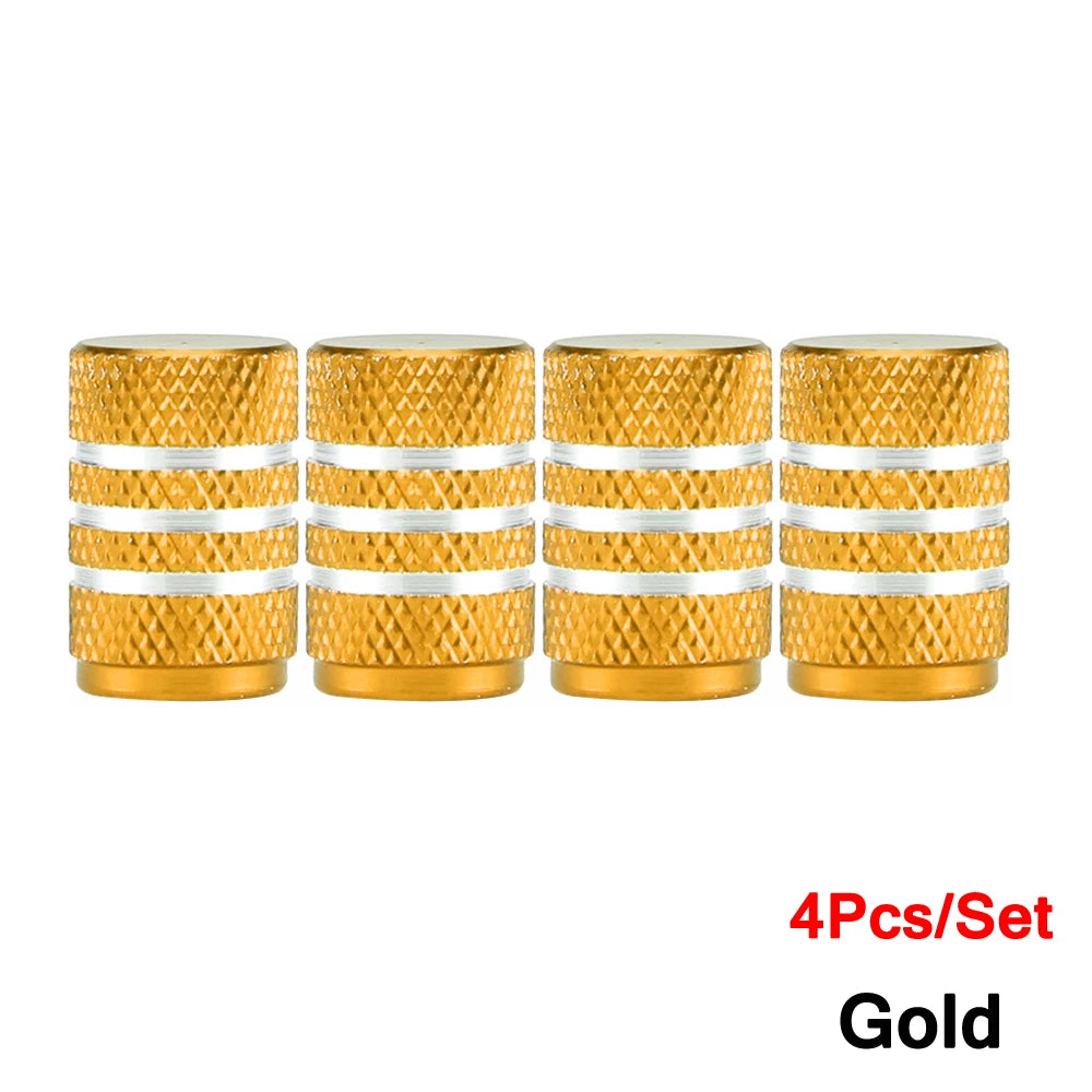 DSYCAR 4 Stück Silber Auto Reifen Ventilkappen Rändelstil Reifen Ventilkappe Aluminium Reifen Rad Ventil Luftventilkappe für US Schrader