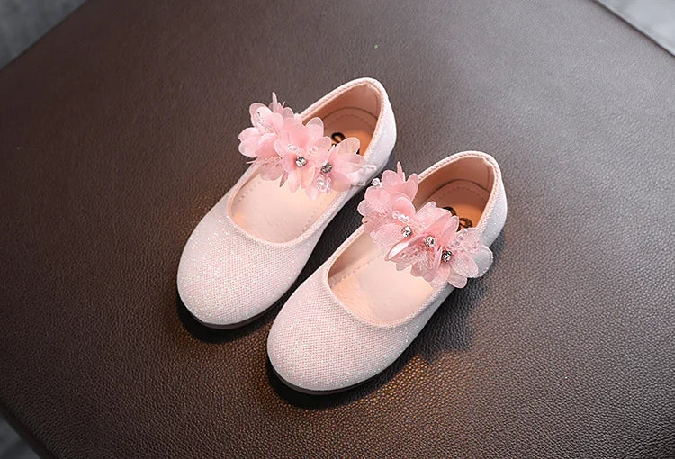 Mädchen Schuhe 2025 - Blumen Mary Jane Kristall Weiche Prinzessin Ballet Flats - Kleine Mädchen 1-7J Baby Hochzeit Party Leder Schuhe