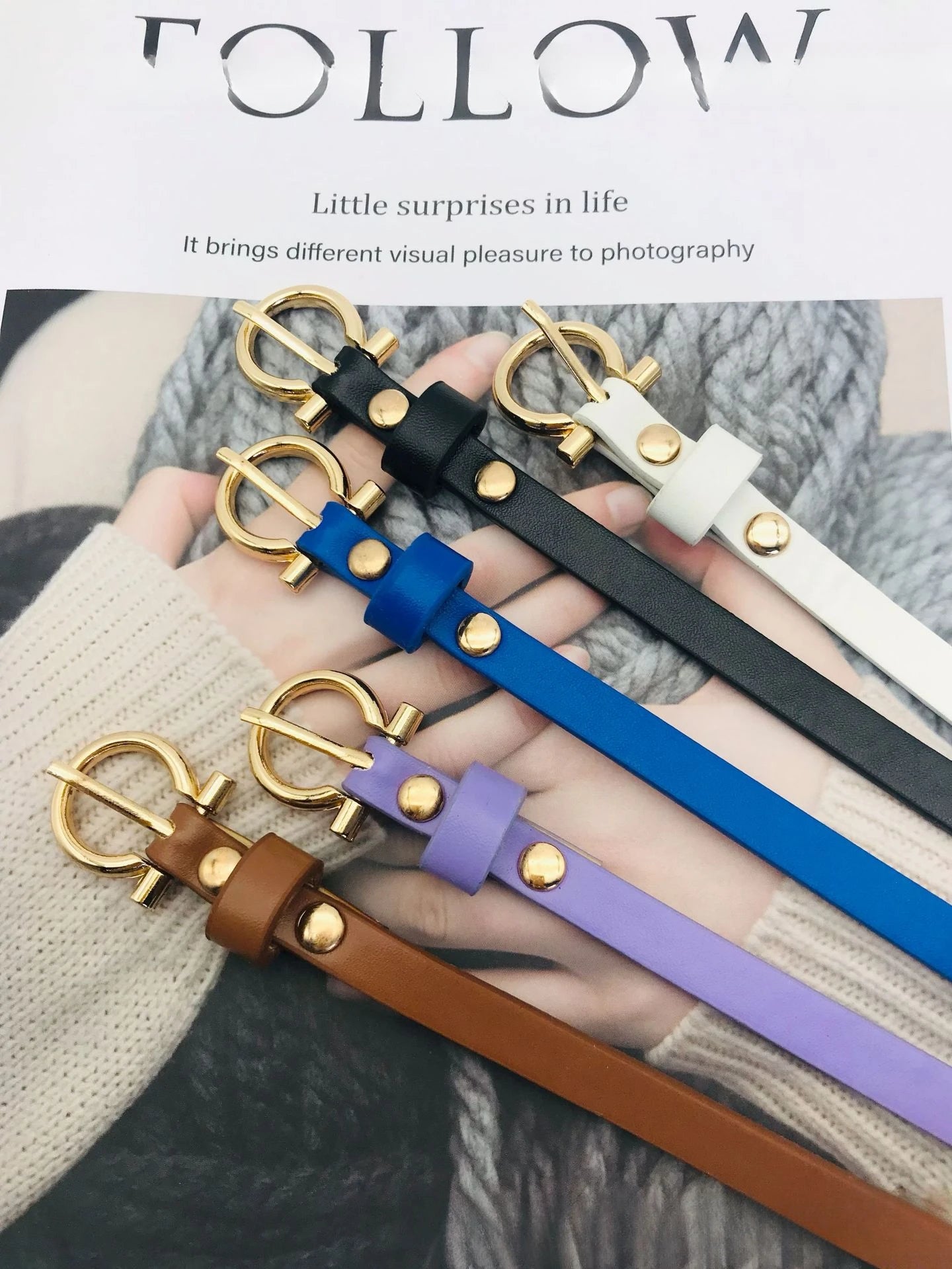 Trendy New Simple Women's Belt Versatile Retro Thin Waist Belt Korean Style for Suit Dress Multiple Colors Available