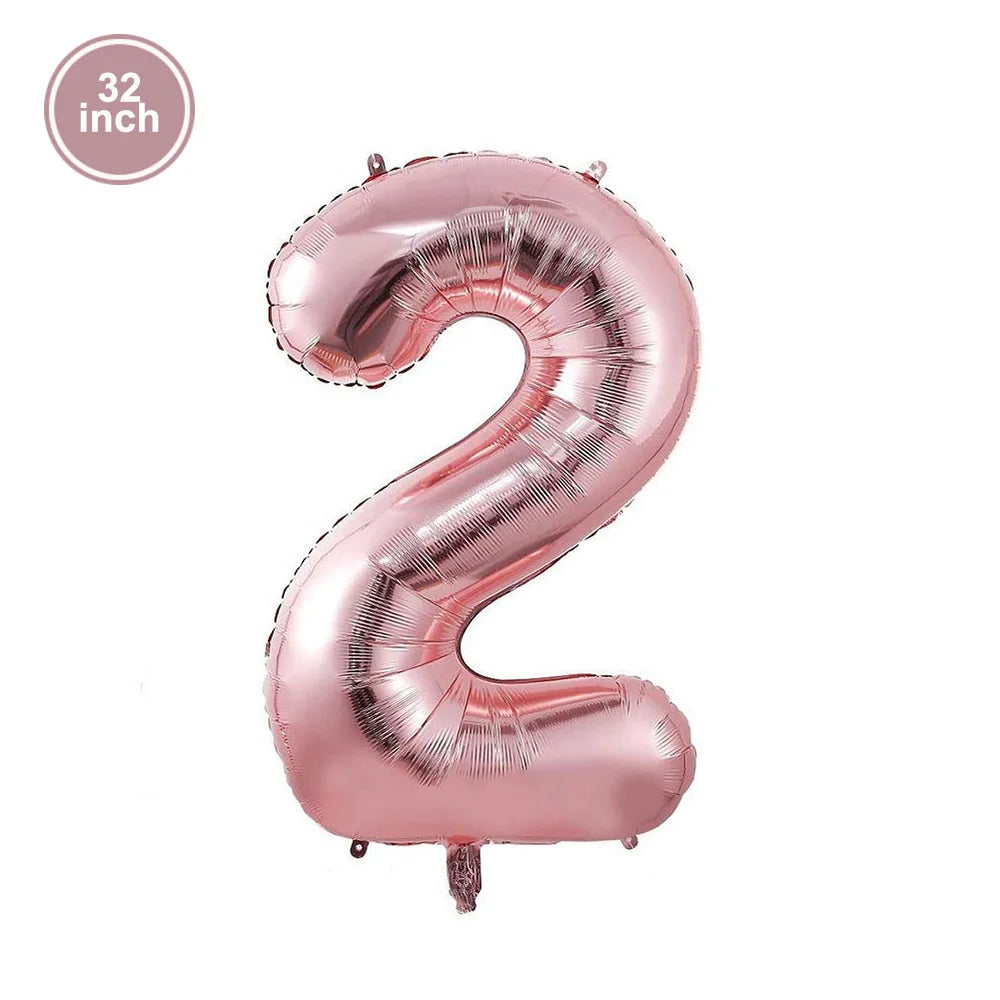 PartiesTour 32Inch Zahlenballon Rosa - Folie 81cm Groß