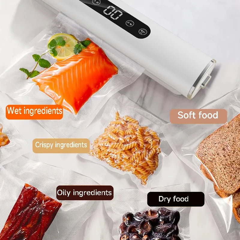 Vacuum Sealer Household Packaging Machine Portable Fresh-keeping Machine Lcd Screen Automatic Four Modes Plastic Bag Sealant