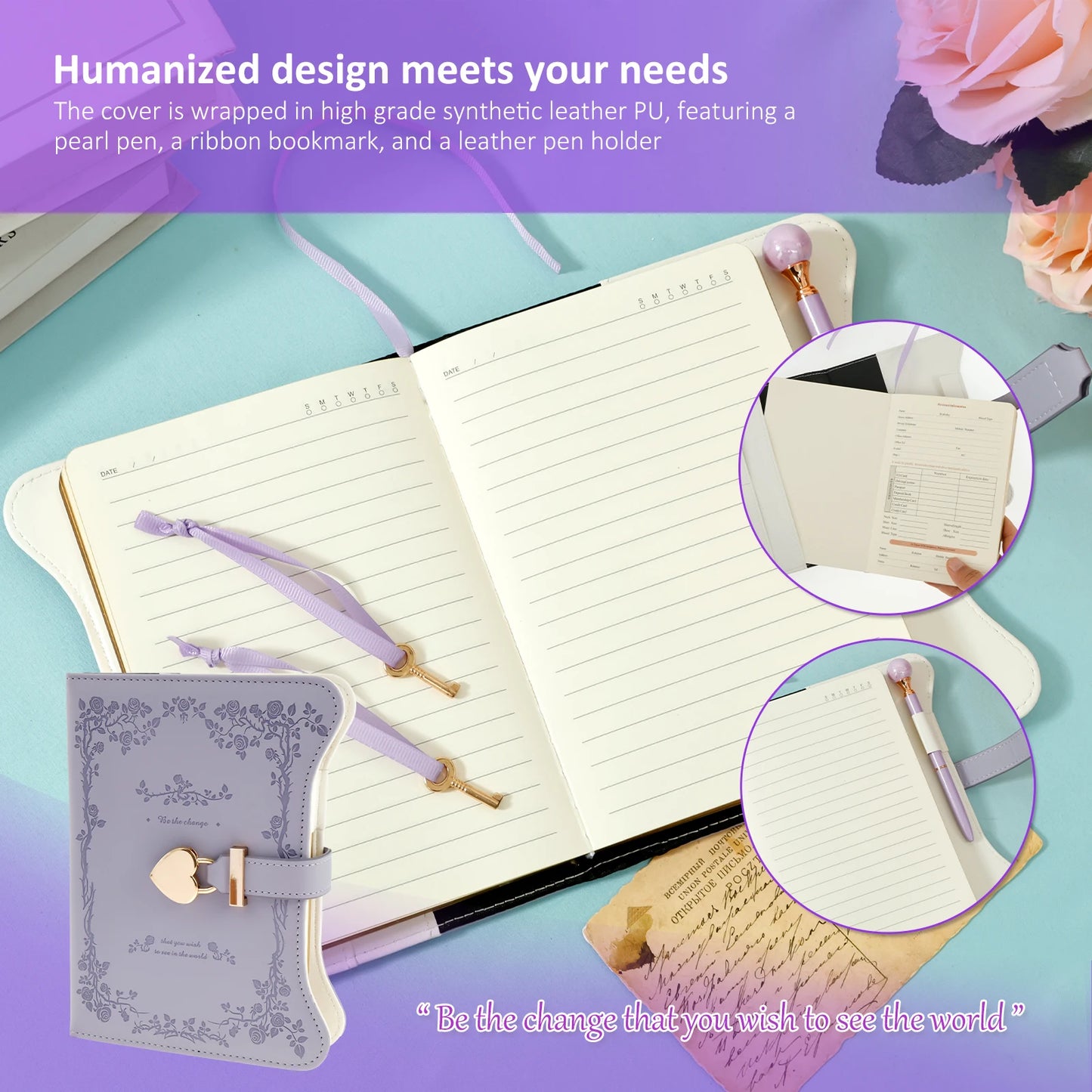 B6 360 Pages PU Leather Book with Lock Diary Thickened Creative Hand Ledger Student Notepad Stationery Notebook Binder Journal