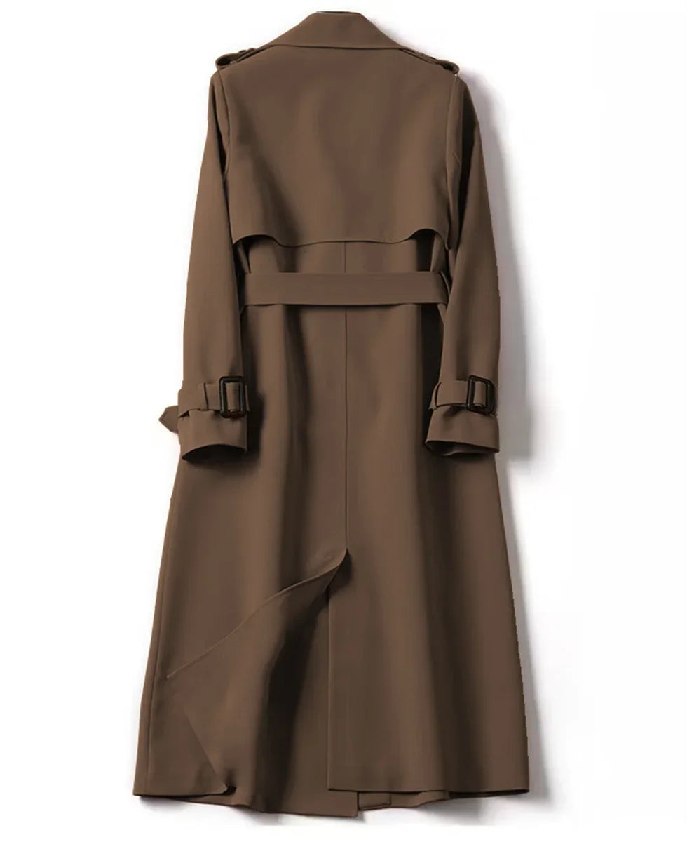 Elegant Women  Fashion British Jackets Autumn Winter Widebreaker Streetwear Midi Coats Casual Office Lady Button Slim Chic Coat