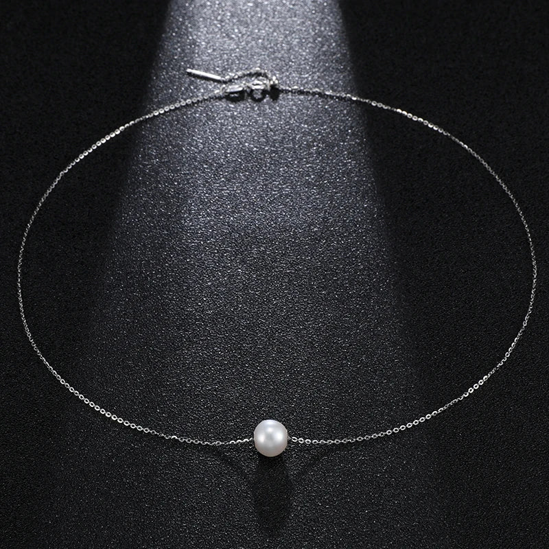 Real Natural Freshwater Pearls Round Shape Pendant Necklace 8-9mm 925 Sterling Silver Classic Fashion Jewelry Gifts for Women