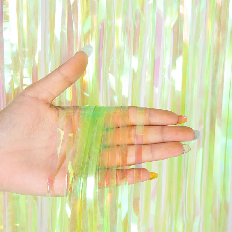 PartyPro Lametta Vorhang Glitzer - 1x2 m, Folie, leicht